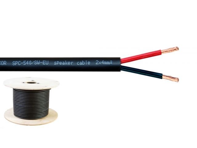 Elastyczny kabel głośnikowy, ziemny, produkowany w UE, 2 x 4mm2