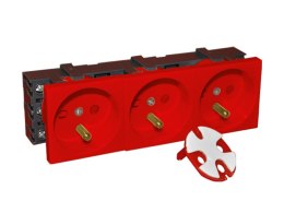 Gniazdo elektryczne 45x135 z kluczem, czerwone - 3x2P+Z ALANTEC