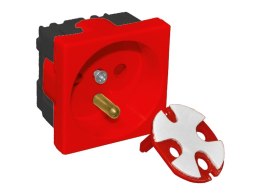 Gniazdo elektryczne 45x45 z kluczem, czerwone - 2P+Z ALANTEC