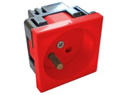 Gniazdo elektryczne 45x45 z kluczem, czerwone - 2P+Z, tory prądowe umieszczone pod kątem 45st. ALANTEC