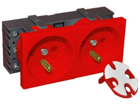 Gniazdo elektryczne 45x90 z kluczem, czerwone - 2x2P+Z ALANTEC