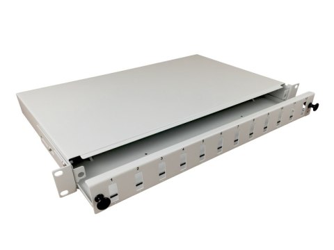 Przełącznica światłowodowa 12xSC duplex 19" 1U z płytą czołową oraz akcesoriami montażowymi (dławiki, opaski), wysuwalna
 ALANTE