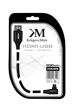 Kabel HDMI - wtyk kątowy typu C 2.0m Kruger&Matz