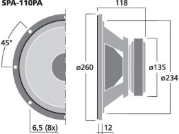 Głośnik nisko-średniotonowy PA, 150WRMS, 8Ω