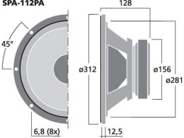 Głośnik nisko-średniotonowy PA, 200WRMS, 8Ω