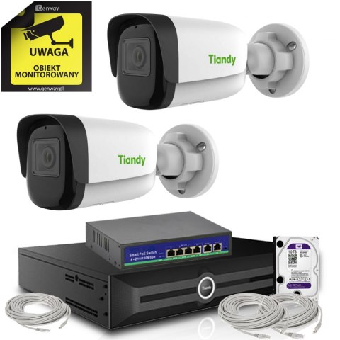 Zestaw Monitoring 2 kamery Tiandy 8Mpix TC-C38WS