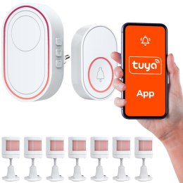 Bezprzewodowy alarm Wi-Fi Tuya 7 czujników PIR+ przycisk napadowy