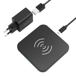 Ładowarka bezprzewodowa Qi 10W do telefonu słuchawek i ładowarka sieciowa QC3.0 + kabel USB - microUSB 1.2m czarny