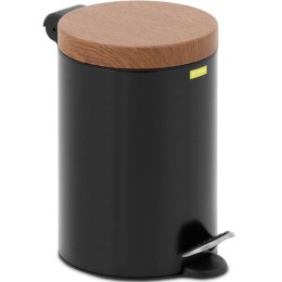 Kosz na śmieci łazienkowy z pedałem pokrywą imitującą drewno 3 l - czarny