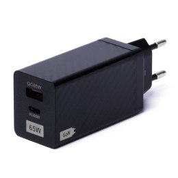 Ładowarka GaN 65W z portami USB USB-C QC 3.0 PD czarna