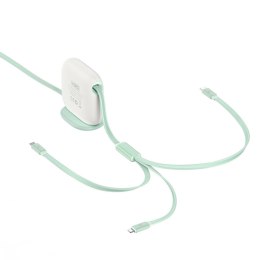 Kabel przewód zwijany 3w1 USB-C microUSB Iphone Lightning 1.7m zielony