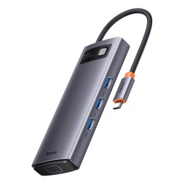 Metal Gleam Series stacja dokująca HUB 6w1 USB-C HDMI 3xUSB 3.2 Power Delivery VGA szary