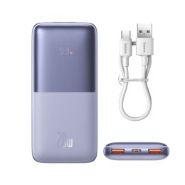 Powerbank Bipow Pro 10000mAh 20W z kablem USB USB-C 3A 0.3m fioletowy