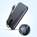 Powerbank z wbudowanym kablem Iphone Lightning 10000mAh PD QC3.0 czarny
