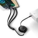 Zwijany kabel przewód 3w1 USB-C microUSB + Iphone Lightning + USB-C 3.5A 1.1m czarny