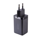 Szybka ładowarka sieciowa GaN USB 2x USB-C + kabel USB-C 1.2m - czarna