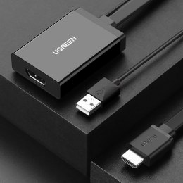 Adapter jednokierunkowy przejściówka video HDMI męski - Display Port żeński + USB do zasilania 0.5m czarny