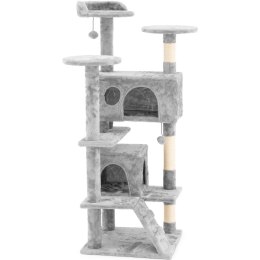 Drapak wieża domek dla kota 2 piłki 49x49x137cm UNI_CT_03