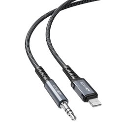 Kabel przewód audio AUX do iPhone MFI Lightning - 3.5mm mini jack 1.2m szary