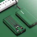 Powerbank 10000mAh K4Pro z wbudowanymi kablami wyświetlacz LED zielony