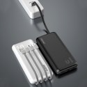 Powerbank K6Pro 10000mAh uniwersalny z kablem USB USB-C microUSB Lightning biały