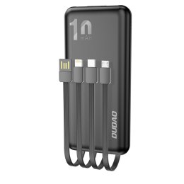 Powerbank K6Pro 10000mAh uniwersalny z kablem USB USB-C microUSB Lightning czarny