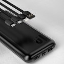 Powerbank K6Pro 10000mAh uniwersalny z kablem USB USB-C microUSB Lightning czarny