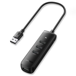 4w1 Rozdzielacz portów HUB USB - 4x USB Typ A 3.0 PD DC 12V 0.25m czarny
