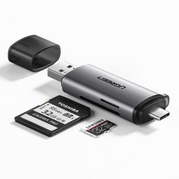 Uniwersalny czytnik kart SD micro SD na USB 3.0 i USB-C 3.0 szary