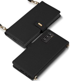 Skórzane etui z klapką i paskiem na ramię do telefonu Galaxy Note 20 czarny