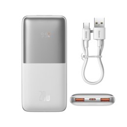 Powerbank Bipow Pro 10000mAh 20W z kablem USB USB-C 3A 0.3m biały