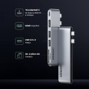 Rozdzielacz portów HUB MacBook Air Pro 2x USB-C HDMI 2x USB 3.0 SD TF PD szary
