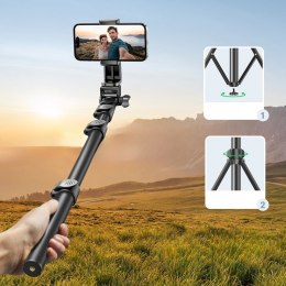 Selfie stick ze stojakiem i pilotem Bluetooth długi kijek do selfie 1.8m czarny