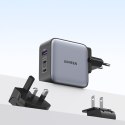 Uniwersalna ładowarka sieciowa GaN USB 2xUSB-C wtyczki EU / UK / US - czarna