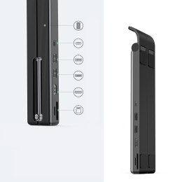 Składana podstawka na laptopa X-Kit + HUB USB-C USB HDMI czytnik kart SD microSD czarny
