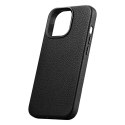 Skórzane etui iPhone 14 Pro Max magnetyczne z MagSafe Litchi Premium Leather Case czarny