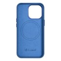 Skórzane etui iPhone 14 Pro Max magnetyczne z MagSafe Litchi Premium Leather Case niebieski