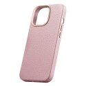 Skórzane etui iPhone 14 Pro Max magnetyczne z MagSafe Litchi Premium Leather Case różowy