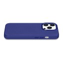 Skórzane etui iPhone 14 Pro magnetyczne z MagSafe Litchi Premium Leather Case granatowy