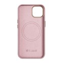 Skórzane etui iPhone 14 magnetyczne z MagSafe Litchi Premium Leather Case różowy