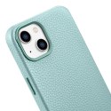 Skórzane etui iPhone 14 magnetyczne z MagSafe Litchi Premium Leather Case zielony