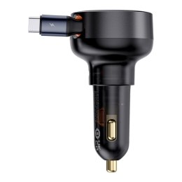 Ładowarka samochodowa Enjoyment Pro ze zwijanym kablem USB-C 60W czarna