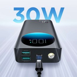 Powerbank z latarką 30W 20000mAh + kabel USB-A - USB-C 25cm czarny