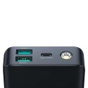 Powerbank z latarką 30W 30000mAh + kabel USB-A - USB-C 25cm czarny