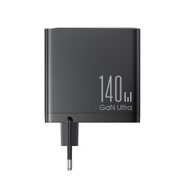 Szybka ładowarka sieciowa GaN 140W 3x USB-C USB-A + kabel USB-C 240W 1.2m czarna