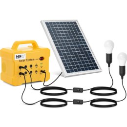 Stacja zasilania ładująca z panelem solarnym 2x lampa LED 2x USB 6x 12V DC 84 Wh