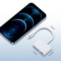 HUB czytnik kart adapter do iPhone OTG Lightning - USB czytnik kart SD TF biały
