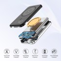 Mały lekki powerbank indukcyjny 5000mAh MagSafe USB-A USB-C srebrny
